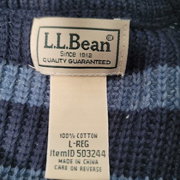 L.L. Bean- Blue and Navy striped sweater- size Large - Picture 7 of 8